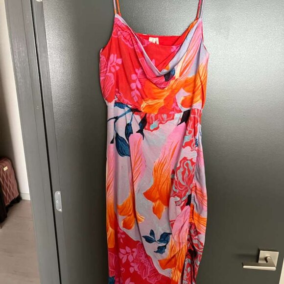 Anthropologie Sleeveless Draped-Back Asymmetrical Slip Midi Dress - Picture 2 of 3